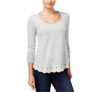 Belle Du Jour Maglione In Pizzo A Rete Per Donne, Grigio, Junior, Piccolo