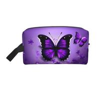Belle Farfalle Viola Borse Cosmetiche Per Le Donne Piccola Borsa di Trucco Per La Borsa Per Il Trucco Della Borsa Da Viaggio Con Cerniera, Graziose farfalle viola, Taglia unica
