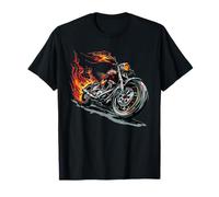 Belle fiamme dell'avventura con un completo da moto in fiamme Maglietta