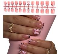 Belle Fiocchi Premere sulle Unghie Unghie Finte Suggerimenti Semplici Coperture Piene Stick On Unghie Leopardi Punta Francese Ung