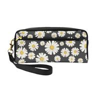 Belle margherite bianche, Borsa per il trucco Borsa per cosmetici Borsa da viaggio portatile da toilette Astuccio in pelle per donne e ragazze