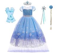 Belle & Moana Vestito da Principessa Elsa Bambina, Costume Vestito Bambina Principessa, Abito da principessa per bambina per Cosplay, Halloween, Feste, Carnevale 2-3 anni