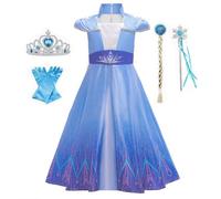 Belle & Moana Vestito Elsa Bambina, Elsa Vestito Set Costume da Principessa con Accessori per Natale Compleanno Feste Carnevale Halloween Cosplay 2-3 anni