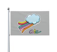 Belle Nuvole Con Arcobaleno Con 2 Occhielli Bandiere Di Benvenuto Resistente Alle Intemperie Bandiera Da Cortile Decorazione Per Patio Interni Esterni 90X150Cm