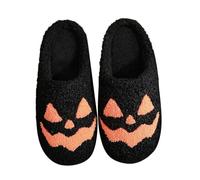 Belle Pantofole Per La Casa Per Le Donne Uomini e Donne Zucca Halloween Autunno e Inverno Coppie Casa Carino Cartoon Suola Spessa Stivali Mollet Large Per Le Donne Plus Size Pantaloncini, Le Noir, 43