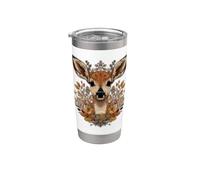 Belle piante con faccia di cervo per gli amanti del cervo e della foresta Bicchiere termico in acciaio inox doppia parete