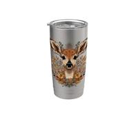 Belle piante con faccia di cervo per gli amanti del cervo e della foresta Bicchiere termico in acciaio inox doppia parete