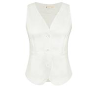 Belle Poque Gilet da donna con collo a V e monopetto con tasche L