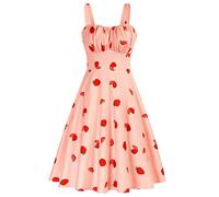 Belle Poque Women's Sleeveless Dress Cocktail Donna | Spaghetti Strap,Senza Maniche,Flowy,Swing,1950s elegante Tea Party Dress,Wedding Guest Dress,Homecoming Dress