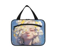Belle ragazze anime giallo limone margherite appese da viaggio dimensioni articoli da toeletta per gli uomini con gancio, designer multifunzionale impermeabile borsa cosmetica per viaggio essenziale