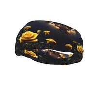 Belle rose gialle alla moda sport sudore fascia elastica traspirante unisex per corsa, fitness, yoga e altri sport