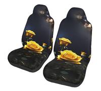 Belle rose gialle Dua Sarung JOK Mobil,& Sarung JOK Mobil Depan, Cocok Per Sebagian Besar Mobil, SUV, Truk, Van, Dll.