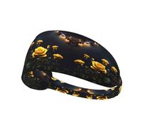 Belle rose gialle elastiche antiscivolo traspiranti fasce per capelli per donne e uomini, allenamento per palestra, corsa, yoga, tennis