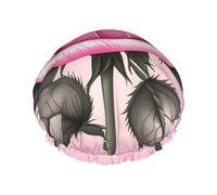 Belle rose rosa Cuffia da doccia da donna, impermeabile, riutilizzabile, con cordino elastico lavabile, adatta per capelli lunghi e trecce, ideale per la doccia.