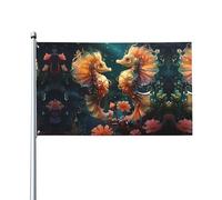 Belle stampe di coppia di cavallucci marini bandiere decorative per esterni 0,9 x 1,5 m leggere e belle adatte per cortili esterni e celebrazioni di festival.