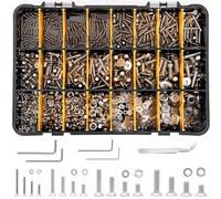 Belle Vous 1120 Viti Svasate con Set di Bussole Esagonali - Kit Viti Testa Piatta Acciaio Inox M2, M3, M4 e Viti M5 con Custodia - Set di Bulloni e Dadi Per Fai-Da-Te e Riparazioni di Macchinari