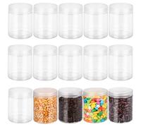 Belle Vous 15pz Barattolini Plastica con Coperchio 240 ml - Barattoli Plastica Trasparente Rotondi Senza BPA - Contenitori Cosmetici Vuoti, Lozioni, Prodotti di Bellezza, Slime, Artigianato, Viaggi
