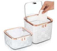 BELLE VOUS 2 Cestini Pattumiera - Mini Cestino da Tavolo - Piccolo Bidone con Coperchio - Spazzatura da Scrivania - per Bagno Ufficio Cucina - Capacità 1,4 L e 2,2 L - Trasparente