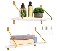 BELLE VOUS 2 Mensole Bianche - Ripiani Decorativi in Legno 40 cm - Set di Mensole da Parete - Design Moderno - Per Bagno Soggiorno Camera Ufficio - Mensole a Sospensione