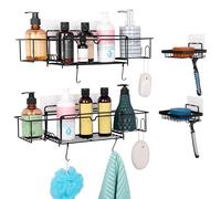 BELLE VOUS 2 Mensole Doccia - Porta Oggetti Bagno Shampoo - Dimensioni Mensola Adesiva 23-43 cm - Accessori Portaoggetti da Appendere Senza Forare - Nero