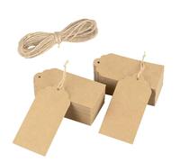 Belle Vous 200 Etichette in Cartone - Bigliettini Tag con Spago Juta - Cartoncini per Bomboniere Matrimonio - Cartellini Personalizzati per Decorazioni Biglietti Segnaposto