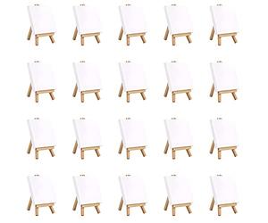 BELLE VOUS 20pz Mini Tele da Dipingere con Mini Cavalletto per Dipingere - Tela per Dipingere L10 x L10 cm - Set Tele per Dipingere Pre-Stirate Primerizzate - Mini Cavalletto Pittura