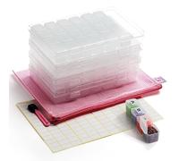 BELLE VOUS 285pz Scatole Plastica con Coperchio Porta Minuteria - 4 x 28 Slot Contenitore Plastica Trasparente, Buste con Zip, Etichette per Diamond Painting 5D - Scatola con Scomparti Adulti e Bimbi