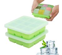 Belle Vous 2pz Stampo Ghiaccio Silicone Contenitori Pappa Neonati Freezer con Coperchi Trasparenti - 9 Cubetti da 30ml - Stampi Ghiaccio Impilabili per Purea, Latte Materno, Verdure - Senza BPA