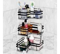 Belle Vous 3 Pezzi Mensola Angolare Doccia con Ganci - Set di Mensole Adesive da Bagno - Mensole Bagno Senza Foratura in Ferro per Sapone, Shampoo o Per la Cucina