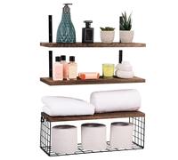 Belle Vous 3 Pezzi Mensole Sospese in Legno Marrone - Lunghe 42 cm - Set di