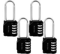Belle Vous 4 Lucchetto Combinazione Nero a 4 Cifre - Lucchetto Antiscasso 4,2 x 2,2 x 11 cm - Lucchetto Sicurezza Resistente all’Acqua per Lucchetto Moto, Lucchetto Serranda e Lucchetto Armadietto