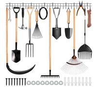 BELLE VOUS 4 Pezzi Porta Attrezzi Giardino - 40,5 cm - Organizer Attrezzi a Muro da Giardino, Porta Scopa, Pale, Rastrelli, Tubi e Funi - Organizer Garage/Capannone