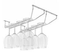 BELLE VOUS 4pz Porta Calici Sottopensile -Appendi Bicchieri in Acciaio Cromato con Viti e Tasselli Portabicchieri Sospeso da 34x11cm - Porta Bicchieri da Mensola per Bar e Cucina