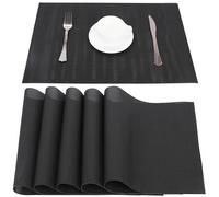 Belle Vous 6 Tovagliette Cucina Nere PVC - Tovaglietta Colazione - Tovagliette Lavabili Antiscivolo - Facili da Pulire Resistenti al Calore e Impermeabili - per Tavola da Pranzo Ristorante Hotel
