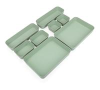 Belle Vous 8 Pezzi Set Cassettini Organizer Verdi - Organizer Cassetti di Plastica - Per Organizzare Cassetti in Bagno, Ufficio, Camera da Letto o Cucina - Separatori Cassetti per Trucco e Gioielli