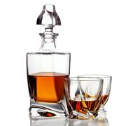 Belle Vous 800ml Decanter Whisky in Vetro e Bicchieri - Bottiglia Whisky/Liquori da con Tappo in Vetro - Bottiglia Decanter Ideale per Whisky, Vino, Brandy, Bourbon e Altri Liquori