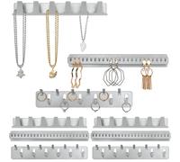 BELLE VOUS 9 Pezzi Portagioie da Appendere in Metallo - Set di 9 Ganci e Mollette Autoadesive per Montaggio a Parete - Espositore Collane, Anelli, Bracciali e Orecchini