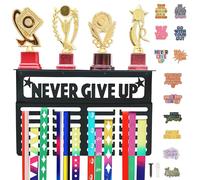 BELLE VOUS Appendiabiti per medaglie con ripiano per trofei, da parete, per medaglie sportive, premi e nastri, colore: nero