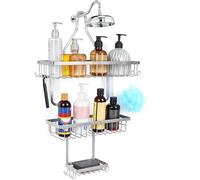 BELLE VOUS Argento portaoggetti da Doccia sospesa - 3 Livelli sospesa Mensola per Doccia con portasapone - 38 x 60 cm - con 3 Cestino e 10 Ganci -Mensola da Appendere per Shampoo, Accessori
