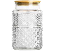 BELLE VOUS Barattolo Vetro con Coperchio - Contenitore Ermetico per Alimenti in Vetro 1100 ml - Barattolo Cucina e Dispensa Coperchio in Bambù - Biscotti Farina Pasta Riso Caffè