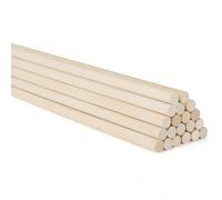 Belle Vous Baton Legno rotondo naturale (20 pezzi) - 91,2 cm - Bagaglio in legno solido extra lungo da 9,5 mm - Modanatura decorativa in legno baguette per lavori di legno, progetti artistici e