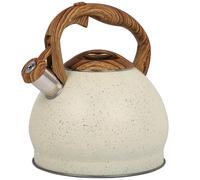 Belle Vous Bollitore Acqua con Fischio - Teiera con Fischietto 3 L - per Fornello a Induzione Gas e Piastra Elettrica - Bollitore Acciaio Inox per Tè e Caffè - Texture Beige