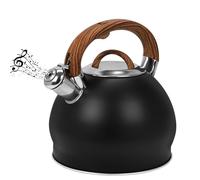 Belle Vous Bollitore Acqua con Fischio - Teiera con Fischietto 3 L - per Fornello a Induzione Gas e Piastra Elettrica - Bollitore Acciaio Inox per Tè e Caffè - Nero