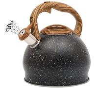 Belle Vous Bollitore Acqua con Fischio - Teiera con Fischietto 3 L - per Fornello a Induzione Gas e Piastra Elettrica - Bollitore Acciaio Inox per Tè e Caffè - Texture Nera