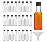 Belle Vous Bottigliette per Liquori (24Pz) Mini Bottiglie Alcolici - Bottiglie Plastica 150 ml Riutilizzabili con Tappi a Vite Neri e Imbuto da Riempire - Bottiglie Liquore Mignon per Matrimoni, Feste