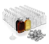 BELLE VOUS Bottigliette Vetro 100 ml Tappi a Vite Argentati e Imbuto (50pz) - Bottigliette Vetro per Liquori - Bottiglie Mignon Feste e Bottiglie Bomboniere per Alcol, Grappa, Whisky, Shots e Liquori