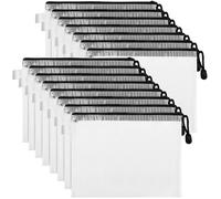 Belle Vous Buste con Zip Retate Trasparenti (15pz) - Buste Portadocumenti A4 - Busta Plastica con Cerniera per Accessori Viaggio, Cosmetici, Scuola ed Ufficio - Busta Porta Documenti Impermeabile