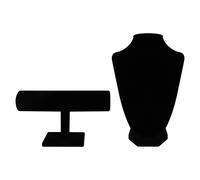 BELLE VOUS Busto Espositore Collane e Porta Gioielli Donna da Tavolo a T in Velluto Nero (2pz) - Organizer Gioielli Porta Orologi, Porta Collane e Braccialetti - Espositore Gioielli