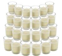 Belle Vous Candela votiva non profumata con portacandele in vetro trasparente (24 pezzi) - 12 ore di combustione - Candela da tavolo con vaso, ideale per matrimoni, spa, aromaterapia e decorazione