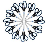 Belle Vous Confezione da 12 forbici per adulti, colore nero e blu, forbici per lavoro/cancelleria, confezione multipla per carta da regalo, lame affilate e resistenti per casa/ufficio